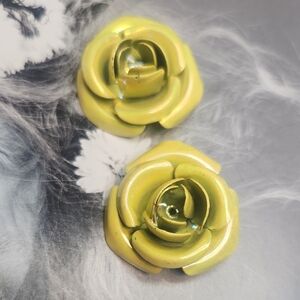 Vintage Yellow Rose Earrings